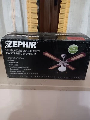 ZEPHIR ZFS9107M Ventilatore da soffitto 4 Pale diametro 107cm 3 velocità MARRONE - Immagine 1 di 3