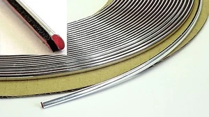 Barra Ornamentale Cromata 1mx6mm Autoadesiva Universale Auto Cromo Barra Contorno - Foto 1 di 3