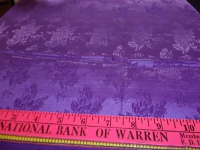 VINTAGE PURPLE FLORAL BROCADE  SATIN  1YD X 44" ~ ESTATE FIND - Image 1 of 4