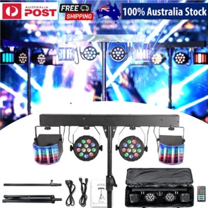 Par Cans LED RGBW Derby Stage Lights 4 Bar Auto DMX Remote Tripod Party DJ disco - Picture 1 of 26