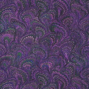 KAUFMAN DIGITAL FABRIC -LIBRARY OF RARITIES BOOKBINDERS MARBLE - AUBERGINE - Picture 1 of 1