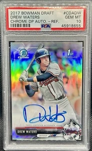 PSA 10 Drew Waters 2017 Bowman Chrome Draft Refractor Signature AUTO MLB Rookie - Afbeelding 1 van 2