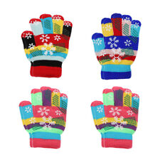  4 Pairs Acrylic Gloves Student Rainbow Women Warmest Mitten
