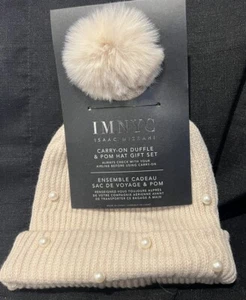 Isaac Mizrahi Mujer Invierno Grueso Suave Perla Adornos Puño Piel Pom Gorro - Imagen 1 de 3