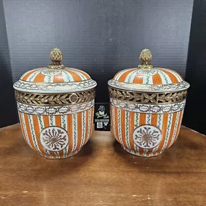 Par de ollas de caché cubiertas de porcelana china y latón United Wilson 1897 - RARAS - Imagen 1 de 15