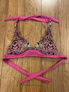 Athleta XXS Women’s Swimsuit Bikini Halter Top Pink Paisley Print XS S B C cup - Picture 1 of 11