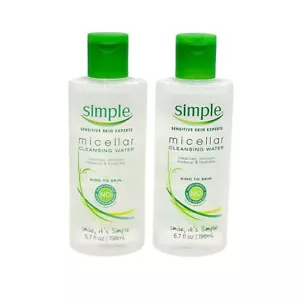 Simple Micellar Cleansing Water Makeup Remover Cleanses 6.7 fl oz Lot Of 2 - Picture 1 of 4