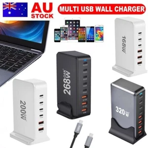 6/8 Port Fast GaN 200W Multi USB-C Wall Charger Quick Charging QC PD Type C USB - Picture 1 of 63