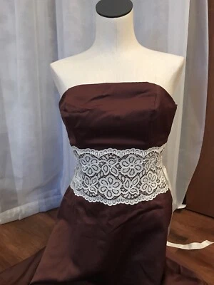 MUJER’s Formal Sin Tirantes Vestido de Noche Baile de graduación Dama de honor Marrón, Forrado con Encaje, Único Foto 1 de 4