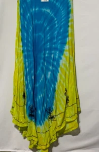 Ocean Breeze Womens Tank Dress Blue Yellow Sleeveless NWT One Size Maxi - Picture 1 of 8