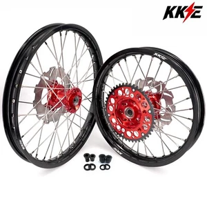 KKE 21/18 Dirt Bike Wheels Set for Honda XR650R 2000-2008 CNC Red Hubs - Picture 1 of 17