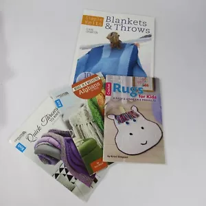 Knitting & Crocheting Instruction Books Lot of 4 Blankets & Throws - Picture 1 of 9