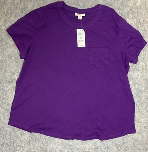 Style & Co Plus Size Pocket T-Shirt 0X Purple - Picture 1 of 12