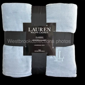 Ralph Lauren Classic Soft MICROMINK Bed Blanket TWIN Soft Blue 66x90" - Picture 1 of 5
