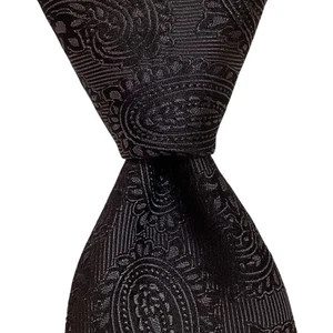 GIORGIO ARMANI Collezioni Men's 100% Silk Necktie ITALY Luxury PAISLEY Black NWD - Picture 1 of 3