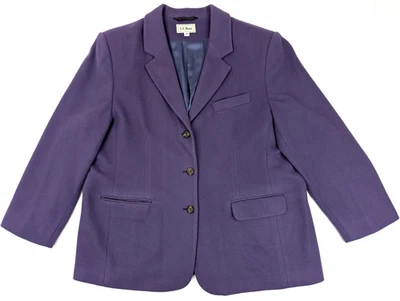 Abrigo Deportivo De Colección LL Bean Blazer Corte Lana Melton Cachemira Mujer 18 (46x27) Púrpura Foto 1 de 4