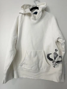 Ralph Lauren Vintage Polo Reverse Weave Hoodie Herren Fallschirmjäger Weiß Navy M - Bild 1 von 5