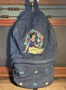 Vintage Disney Snow White Denim Zip Large Backpack Embroidered Pyramid VHTF J1 - Picture 1 of 21