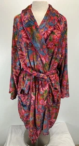 Natural Life Damen Kuscheldecke Morgenmantel mit Gürtel superweiches Fleece Gr. Large geblümt - Bild 1 von 9