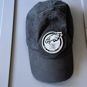 Vintage Philadelphia Eagles Reebok NFL 75 Seasons 1933-2007 Strapback Black Hat - Picture 1 of 6