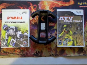 Wii Racing Bundle W/ Steering Wheel And 2 Games Yamaha Super Cross & ATV Quad... - Picture 1 of 14