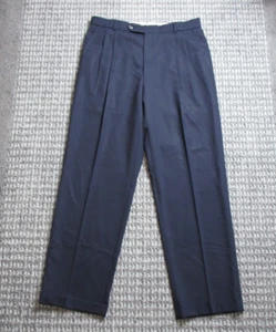 Pantaloni BALLIN da uomo abito blu navy comfort eze vestibilità classica 100% pura lana 35x32 - Foto 1 di 13
