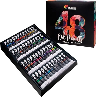 BESUCHE DEN ZENACOLOR-STORE Zenacolor Ölfarben Set Tuben 48 Ölfarbe X 12Ml (0.4Oz) - Oil Paint Für Leinwand