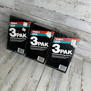 LOT OF 3, 3 Pack Empty Clamshell Hard Plastic Black VHS - Beta Cases - Picture 1 of 8