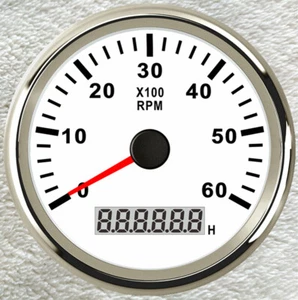 85mm Black Tachometer 0-6000RPM For Gas or Disel Engine Car Truck Marine Red LED - Picture 1 of 8