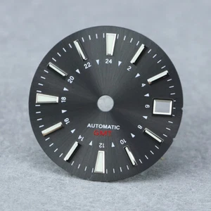 GMT dial Sunburst gray for NH34 Movement 28.5mm BGW9 Lume - Picture 1 of 17