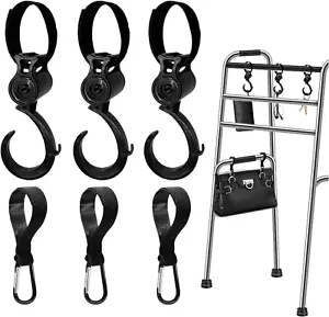 6 Stck. Haken für Wanderer Rollator Rollstuhl Kinderwagen Korb Tablett Zubehör für - Bild 1 von 6