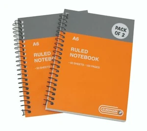 A6 Notebook 50 Sheets Spiral Bound 100 Pages Paper Writing Notepad Office School - Picture 1 of 9