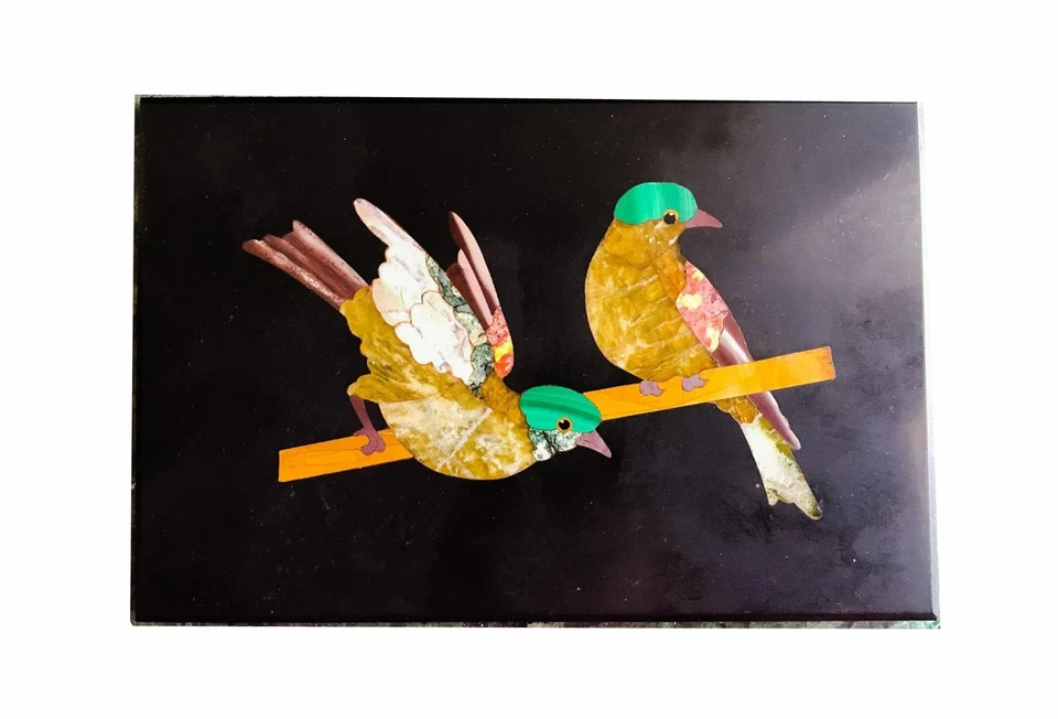 15" x 12" Black Marble Table Top Pietra dura Inlay Arts Furniture Decor - Image 1 of 1