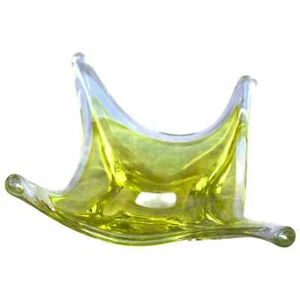 Beautifull Val Saint Lambert Belgium crystal vessel bowl yellow - white interior - Picture 1 of 11
