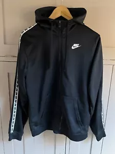 Nike Sportswear Repeat Hombre Sudadera con Capucha Cremallera Completa en Negro/Blanco - Pequeña - Imagen 1 de 6