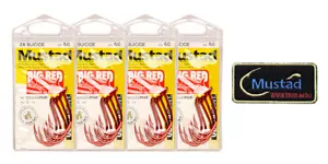 Mustad Big Red 6/0 Suicide Snapper Bait Hook 4 confezioni 92554NPNR + 1 toppa Mustad - Foto 1 di 6