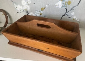 ANTIQUE VINTAGE Primitive CUTLERY Tool Tray 14 X 8.5 - Picture 1 of 10