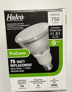 HALCO 46001 ProLume CFL 15W/2700K/PAR30 (6 BULBS) REFLECTOR E26 Self Ballast - Picture 1 of 13