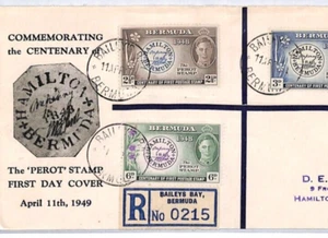 BERMUDA KGVI 1949 FDC *Baileys Bay* ILLUSTRATED First Day Cover PEROT STAMPYR167 - Picture 1 of 11