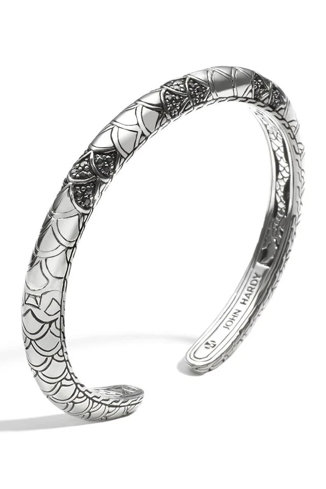 NUEVO CON ETIQUETAS JOHN HARDY Legends Naga Pulsera Brazalete Zafiro Negro Plata Esterlina $1,495 Foto 1 de 4