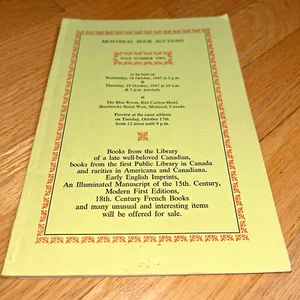 1967 MONTREAL BOOK AUCTIONS, Sale Number Two - Picture 1 of 10
