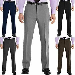 MENS TROUSERS OFFICE BUSINESS WORK FORMAL CASUAL SMART BELT POCKET SIZE 30 TO 50