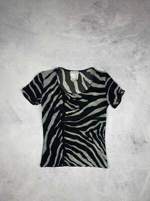 Camiseta Dolce & Gabbana Top Transparente Elástica S Y2K Vintage Estampado Animal Cebra Foto 1 de 4