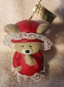 Vintage Christmas JASCO Soft 'n Snoozy Charmers Grandma Bear Bell Ornament - Picture 1 of 6
