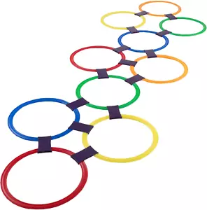 Hopscotch Ring Game-10 Multi-Colored Plastic Rings and 15 Connectors for Indoor - Picture 1 of 12