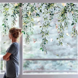 9 Sheets Summer Flowers Window Clings Eucalyptus Flower Window Stickers Sprin... - Picture 1 of 12