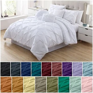 Chezmoi Collection Sydney Pinch Pleat Pintuck Bedding Comforter Set 17 Colors - Picture 1 of 38