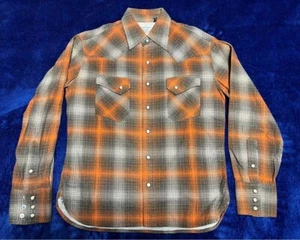 Flat Head Flannel Western Shirt Orange Check Mens Size 38 From Japan - Picture 1 of 5