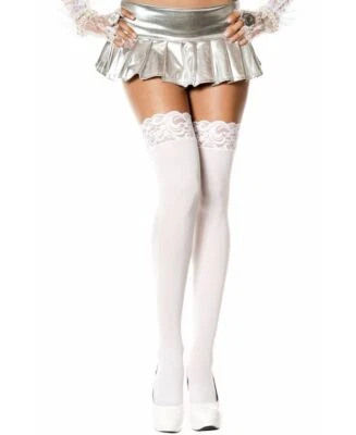 Medias opacas hasta el muslo nuevas con encaje superior patas de música 4747 Foto 1 de 2