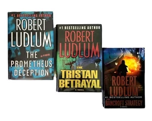 Lot of 3 Robert Ludlum HC Books Tristan Betrayal Prometheus Bancroft Strategy - Picture 1 of 12
